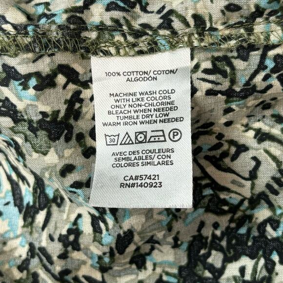 LOFT Petite Button-Up Olive and Black High Collar Blouse Size XSP - Picture 8 of 8